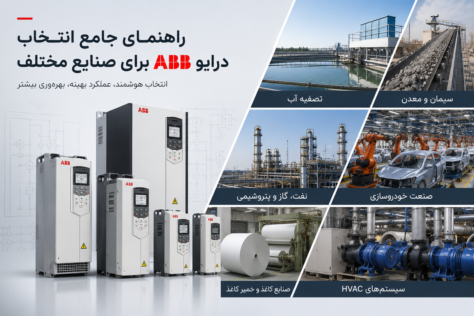 راهنمای جامع انتخاب درایو ABB برای صنایع مختلف